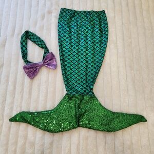 Green Mermaid Tail Costume with Headband and Bow For Baby Infant 12 Months